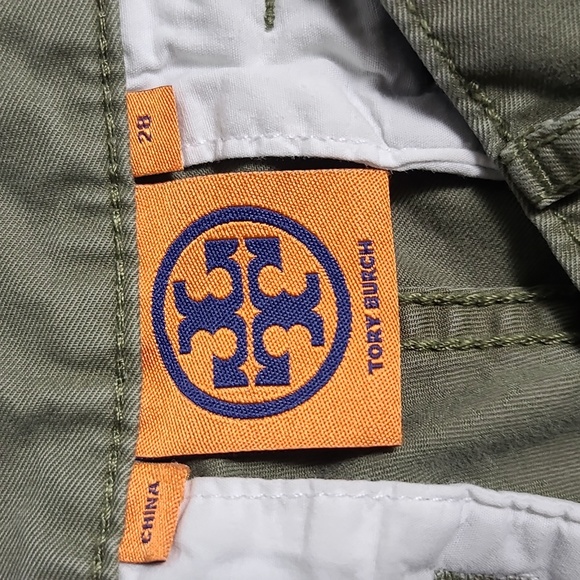 TORY BURCH 100% Cotton Bermuda Chino Olive Green Shorts Size 28 - Picture 2 of 16